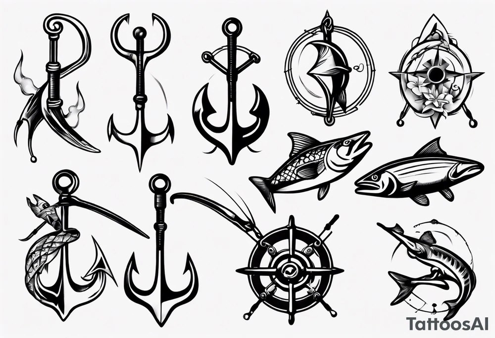 Fishing hooks crossed tattoo idea