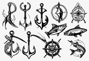 Fishing hooks crossed tattoo idea