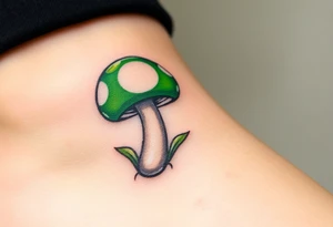 Super Mario green 1up mushroom tattoo idea