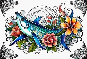 sea, flower tattoo idea