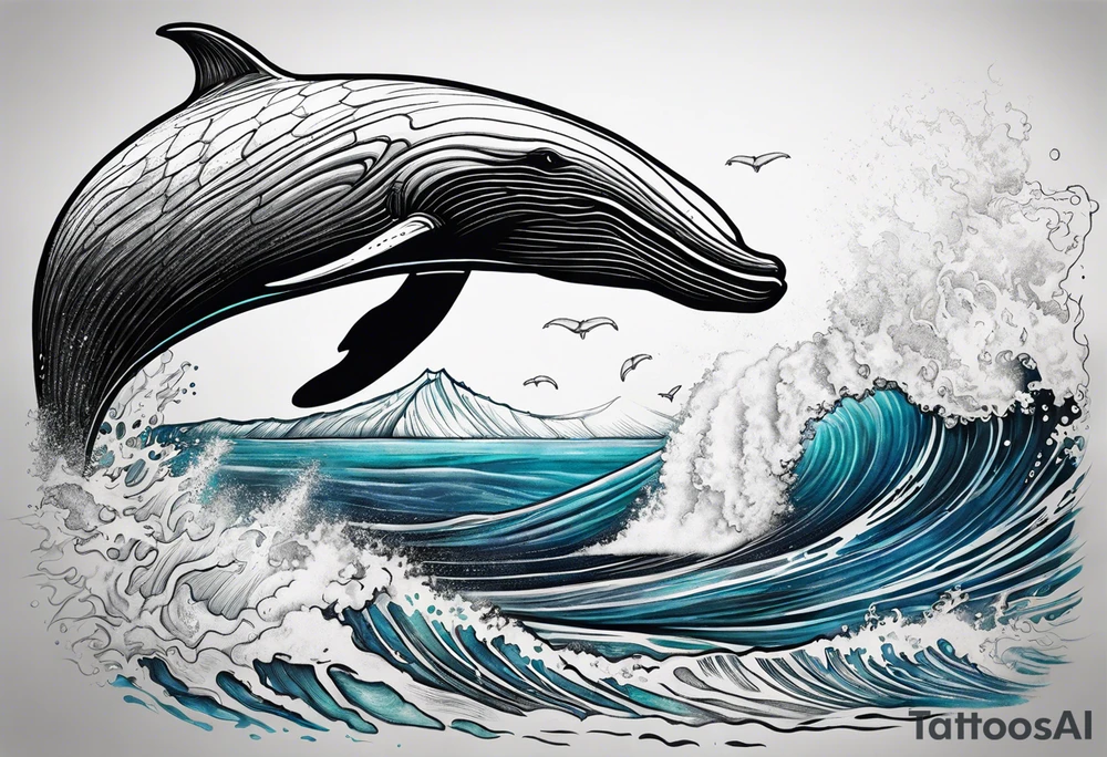 Hawaiian breaching whale tattoo idea