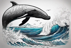 Hawaiian breaching whale tattoo idea