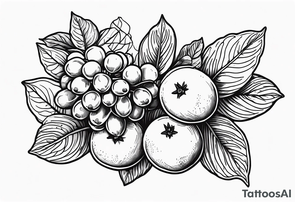 lilac and gooseberry in a bundle tattoo idea