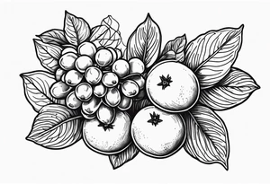 lilac and gooseberry in a bundle tattoo idea