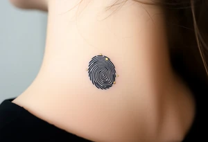 A single bold black fingerprint with delicate gold flakes scattered throughout, creating a unique textured effect tattoo idea