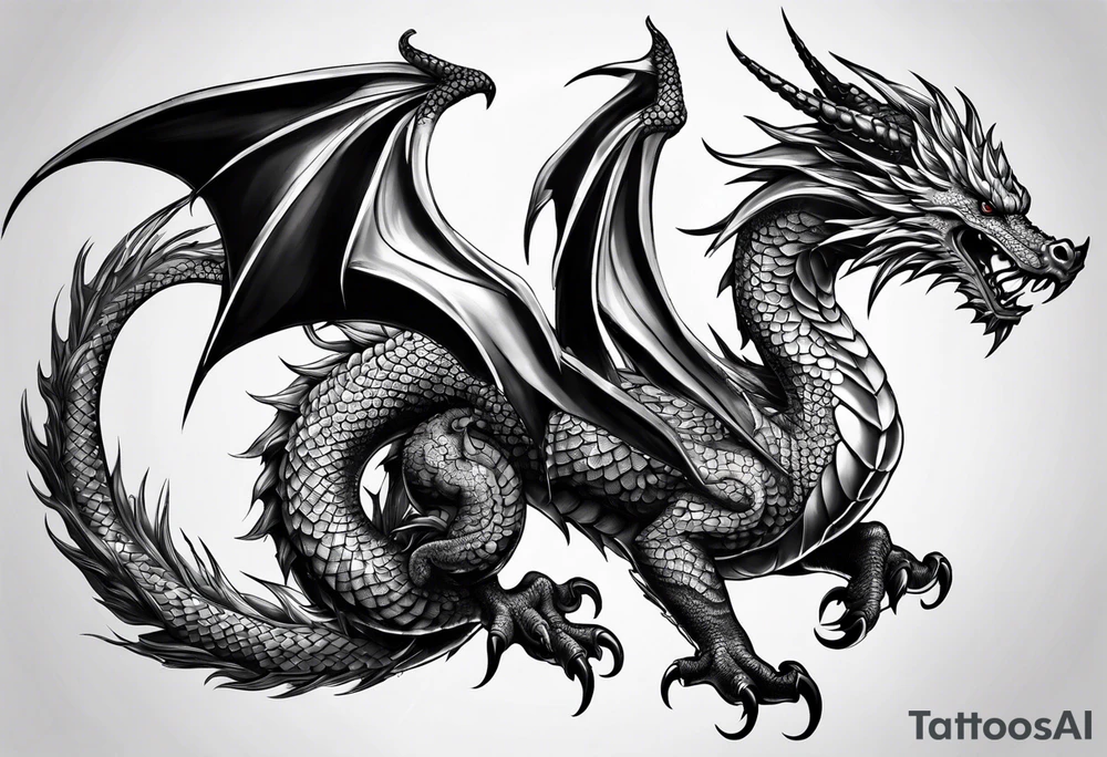 Drache mit geschlossener Schnsuze tattoo idea
