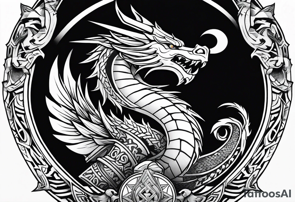Valhalla sword shield long shipdragon axe Valknut tattoo idea