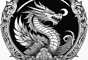 Valhalla sword shield long shipdragon axe Valknut tattoo idea