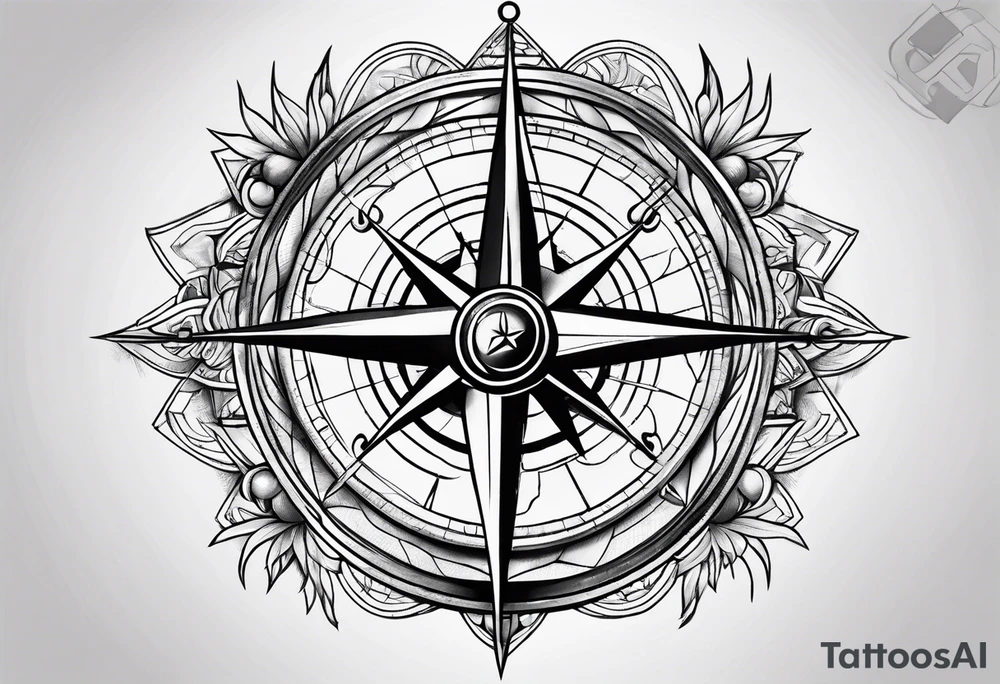 Fire Navy ships Compass tattoo idea