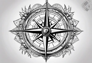 Fire Navy ships Compass tattoo idea