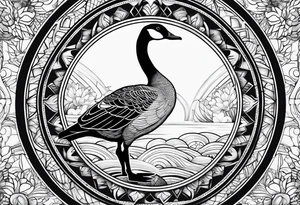 mandala background with canadian goose in the front tattoo idea