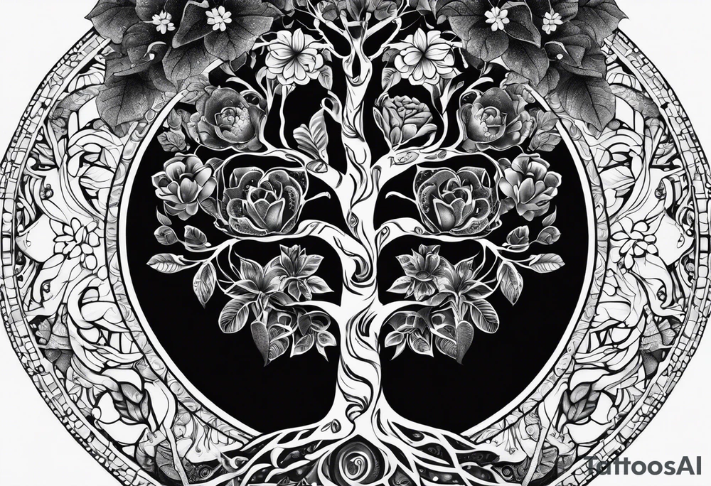 Anatomical arm sleeve.  DNA helix embedded in the tree of life.  the  heart, skeleton, lungs and brain having a nature aspect or floral aspect to them. Mandala's and flowers to fill in the space tattoo idea