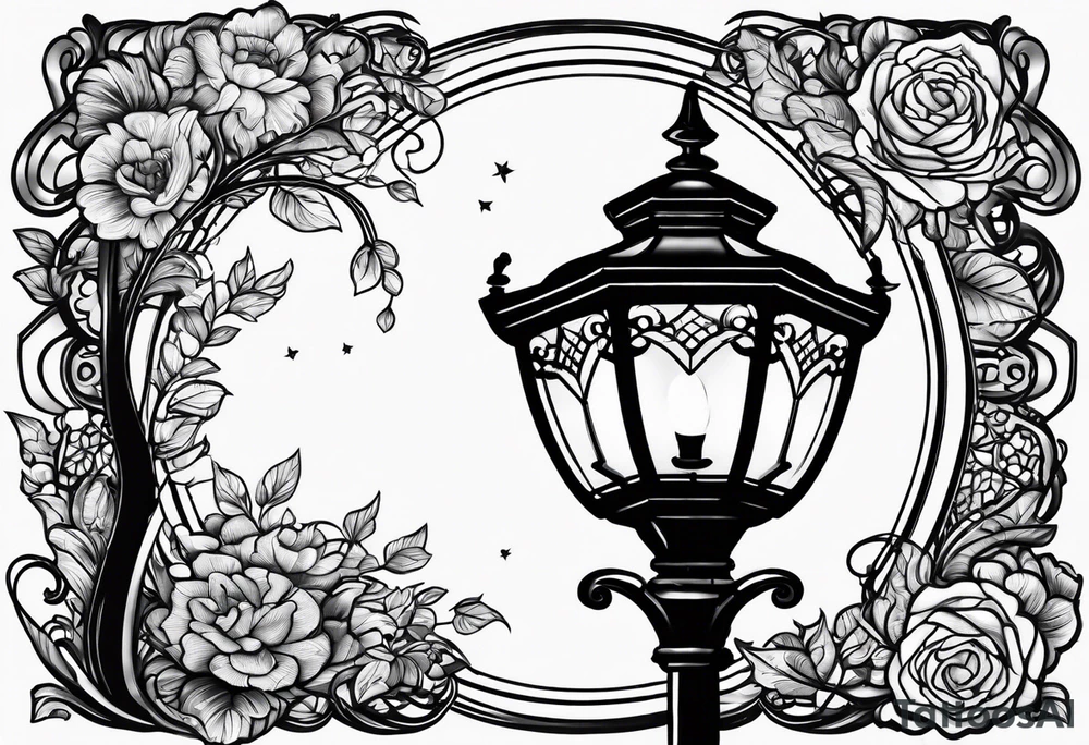 Street lamp whole thing no background tattoo idea