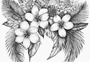 wing, flower, palm, sea tattoo idea