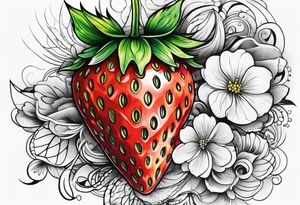 Single Strawberry new school tattoo idea