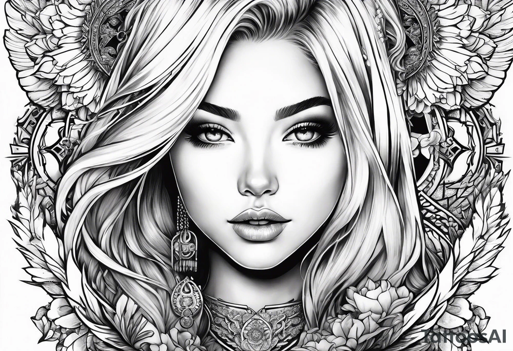 Most beautiful petite golden haired girl getting beamed down to earth from the mother ship tattoo idea