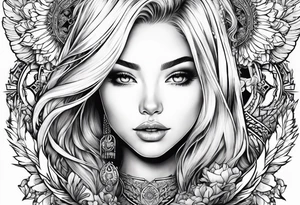 Most beautiful petite golden haired girl getting beamed down to earth from the mother ship tattoo idea