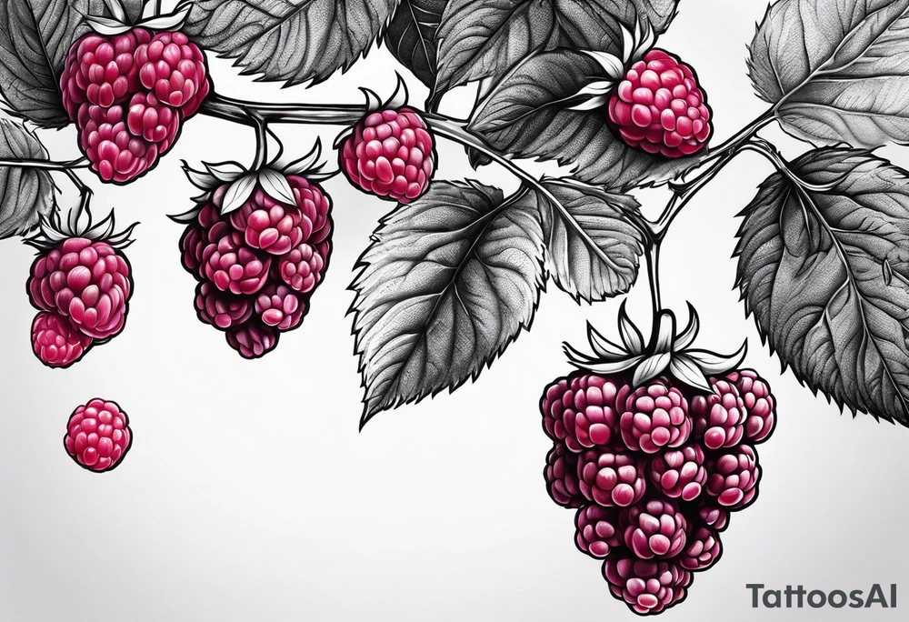 a long raspberry branch that is hanging upside down tattoo idea