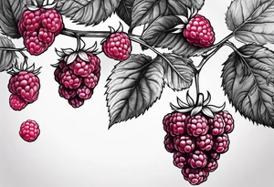 a long raspberry branch that is hanging upside down tattoo idea