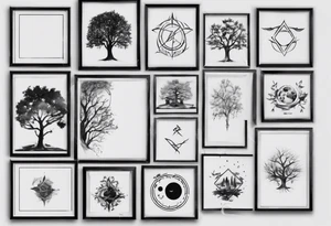 POV under a tree square framed minimalistic tattoo idea