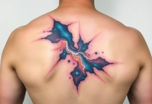 Beautiful and epic 3d milky way that appears to be coming out of the skin tattoo idea