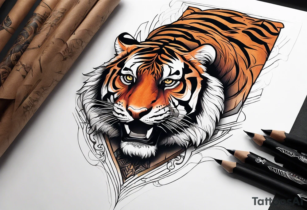 Memorial piece including a tiger on forearm. Very minimalist design. tattoo idea