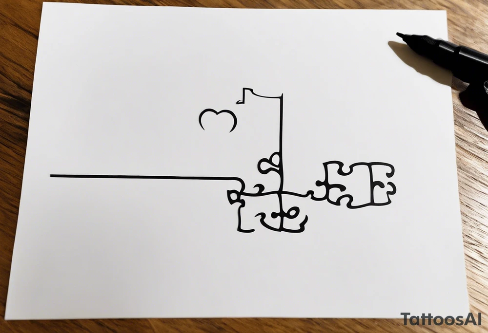 simple, fine line tattoo that includes my sisters handwriting "my favorite sister" and incorporate a single puzzle piece. This will be on my ankle and should be small. 
Have the words inside the puzzle piece tattoo idea