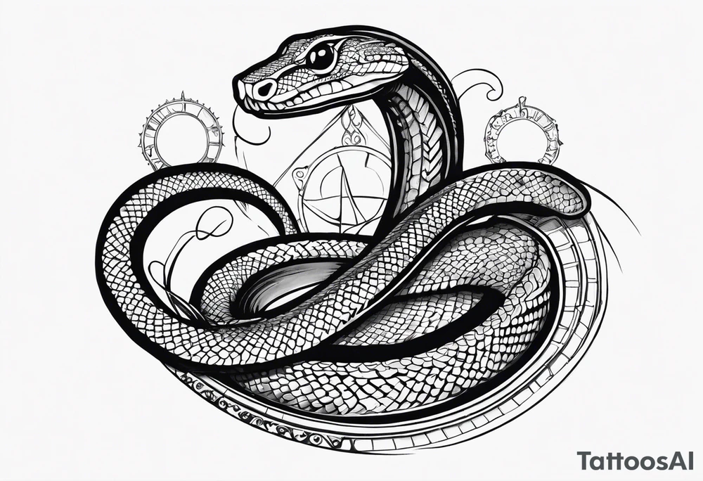 Aggresive Long Snake "phyton" with a sword, this design must be in a vertical vertical proportion. Additionaly the desing must be "Steampunk" type tattoo idea