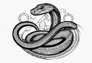 Aggresive Long Snake "phyton" with a sword, this design must be in a vertical vertical proportion. Additionaly the desing must be "Steampunk" type tattoo idea