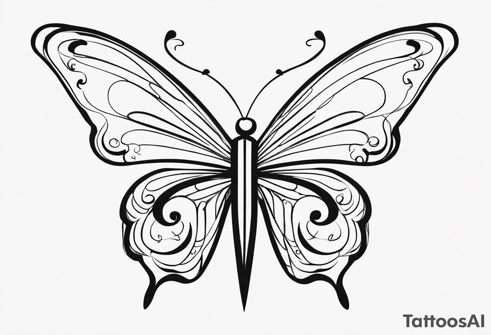 I was a continuous line tattoo with a cross and has a butterfly connected to it along with TRYGOD tattoo idea