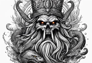 Kraken attacking Poseidon thrusting trident tattoo idea