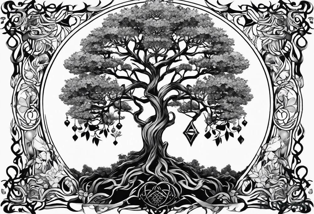 Yggdrasil simple with à losange tattoo idea