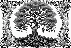 Yggdrasil simple with à losange tattoo idea