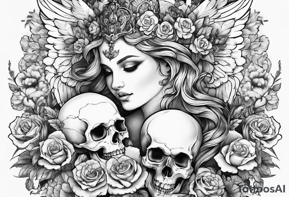 Cherubs and skulls tattoo idea