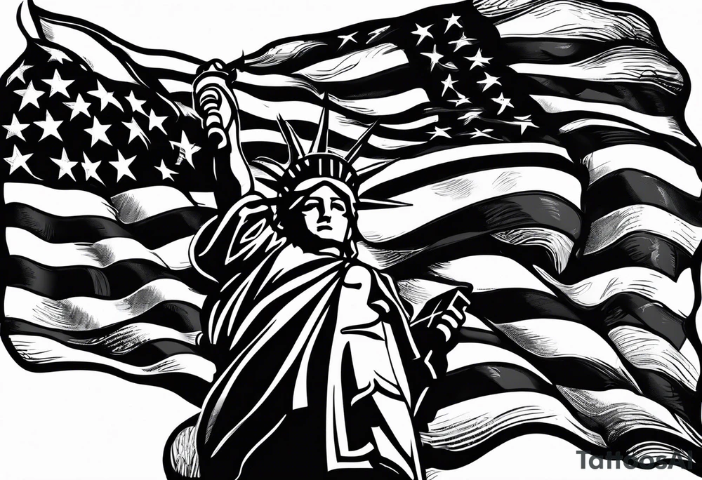 independence, freedom, courage, american, loyal, flag tattoo idea