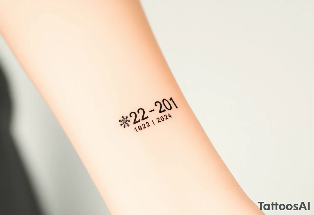 A sleek, minimalist barcode with the couple’s wedding date (22 - 12 - 2012) hidden in the numbers tattoo idea