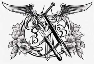 memorial tattoo using "13" and a sword tattoo idea