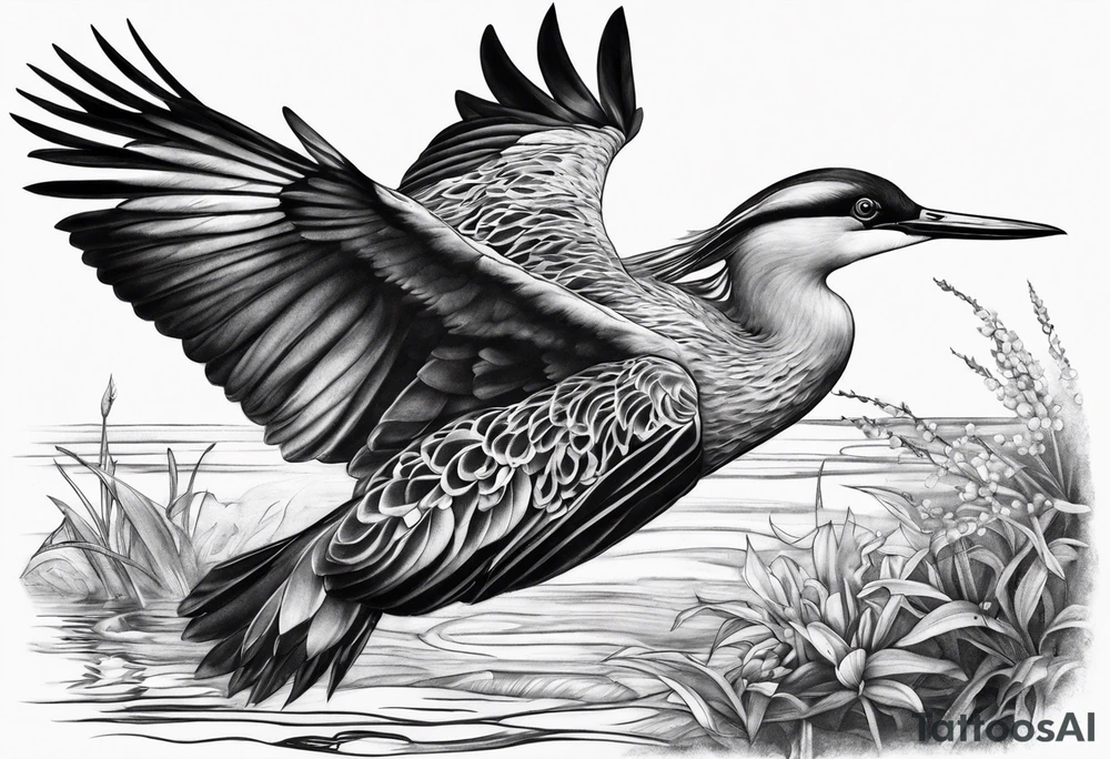 Nature  sleeve animals water bird tattoo idea