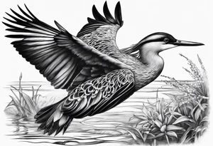 Nature  sleeve animals water bird tattoo idea