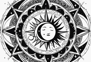 With all my heart and all my soul to the end of the universe To infinity and beyond.  sun and moon without face tattoo idea