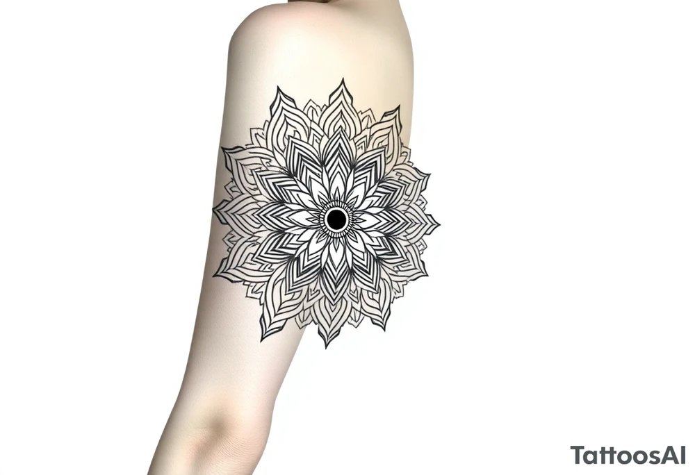 bold line shaman style mandala tattoo idea