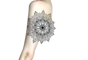 bold line shaman style mandala tattoo idea