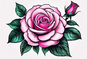 pink, neon pink, full color, traditional style roses, tattoo idea