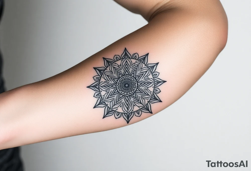 intricate mandala with sacred geometry and cosmic elements tattoo idea