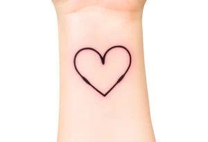 A minimalist heart outline split into two (Color: Black with a subtle red gradient along the edges) tattoo idea