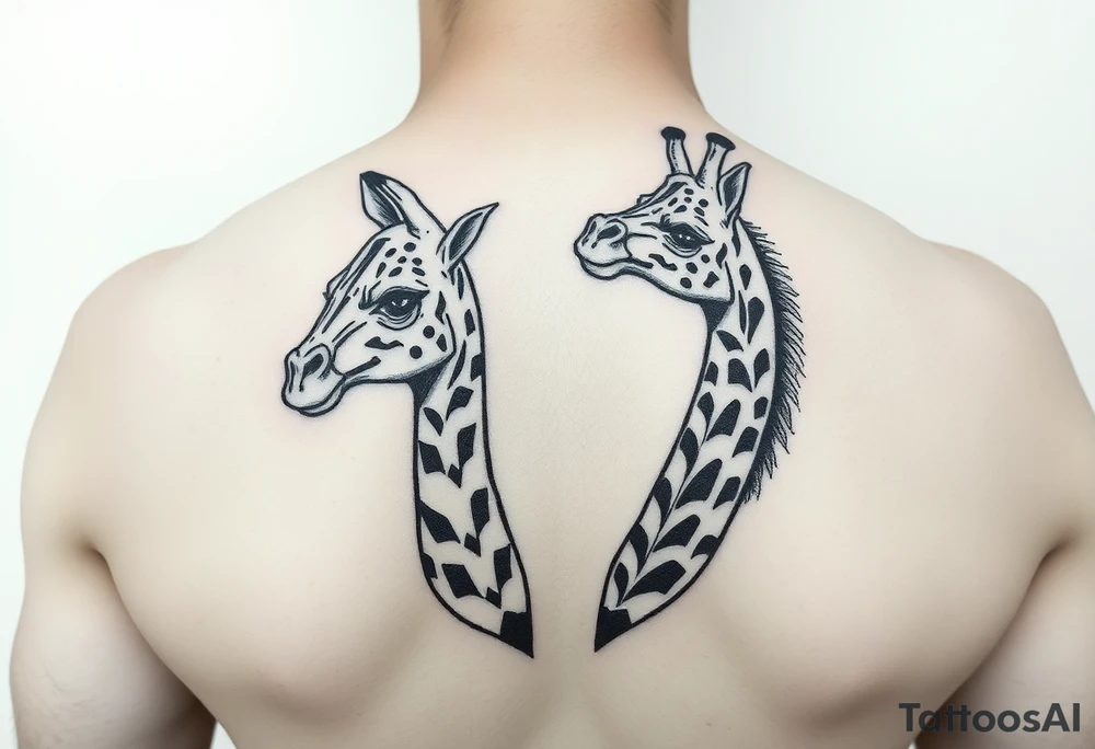 Dos jirafas pequeñas, realistas, que sean hermanas tattoo idea