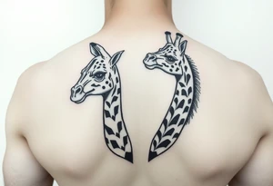 Dos jirafas pequeñas, realistas, que sean hermanas tattoo idea