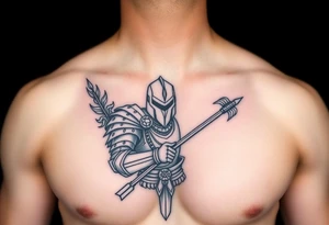 chest japan theme knight with bow and arrow tattoo idea