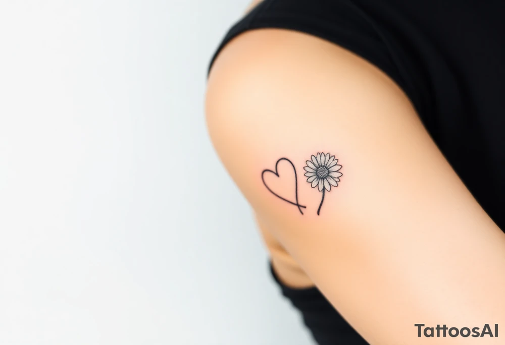 Daisies and heart tattoo idea