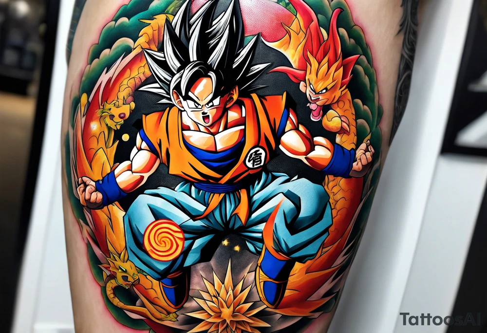 dragon ball full arm tattoo idea